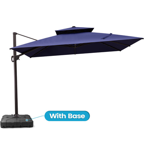 Crestlive Products 10x10ft Aluminum Double Top Crank Cantilever Patio Umbrella with Base Options
