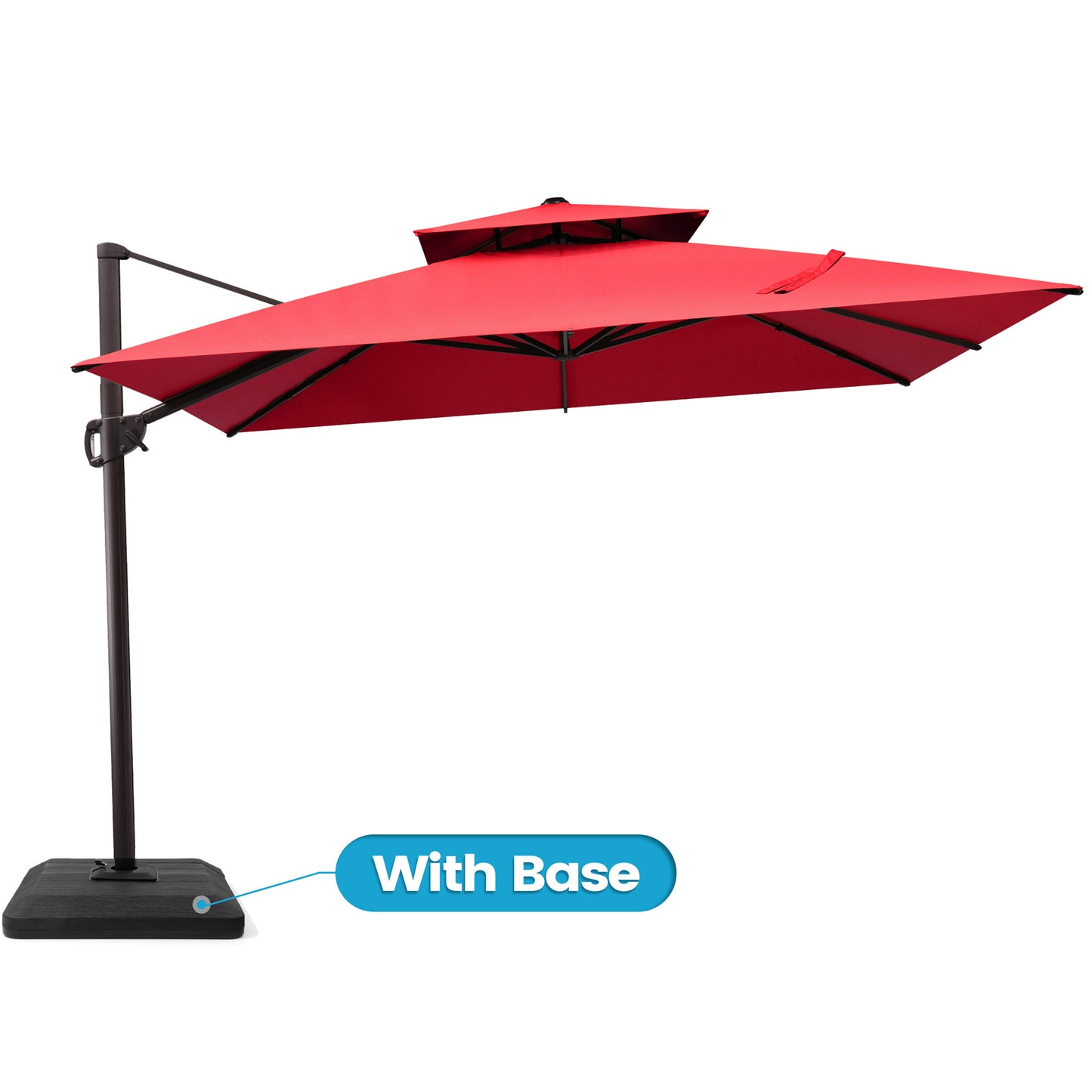 Crestlive Products 10x10ft Aluminum Double Top Crank Cantilever Patio Umbrella with Base