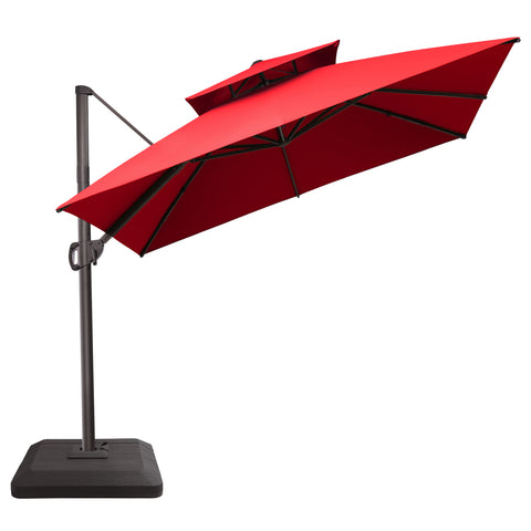 Crestlive Products 10x10ft Aluminum Double Top Crank Cantilever Patio Umbrella with Base Options