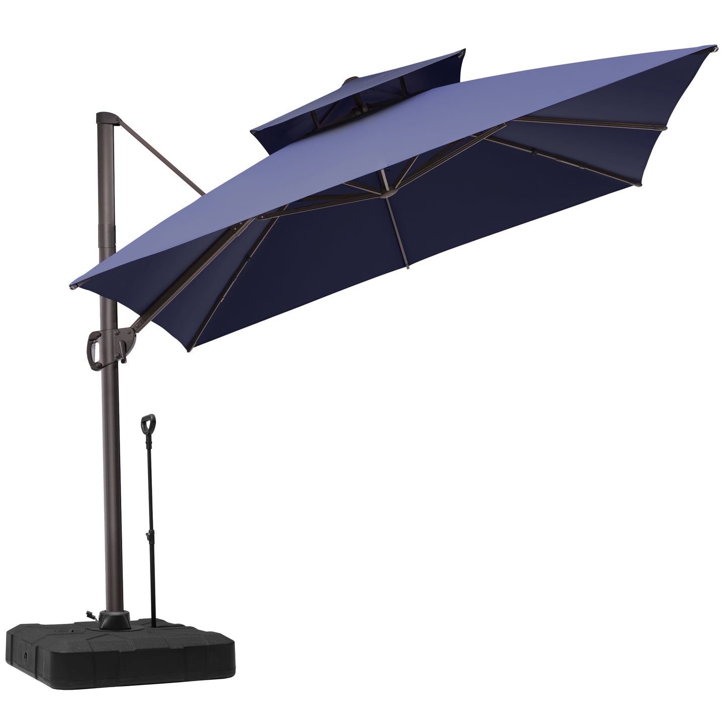 Crestlive Products 10x10ft Aluminum Double Top Crank Cantilever Patio Umbrella with Base