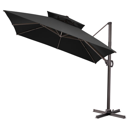 Crestlive Products 11x11ft Aluminum Crank Cantilever Patio Umbrella withnot Base