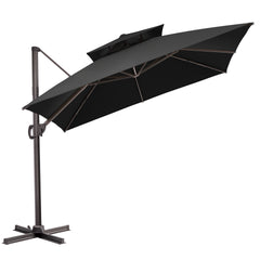 11x11 ft Square Aluminum Cantilever Patio Umbrella with Double Top (Base Options)
