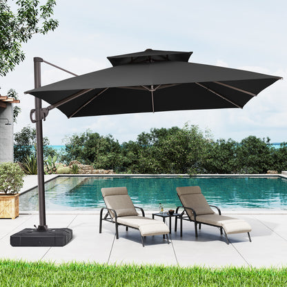 Crestlive Products 11x11ft Aluminum Crank Cantilever Patio Umbrella withnot Base