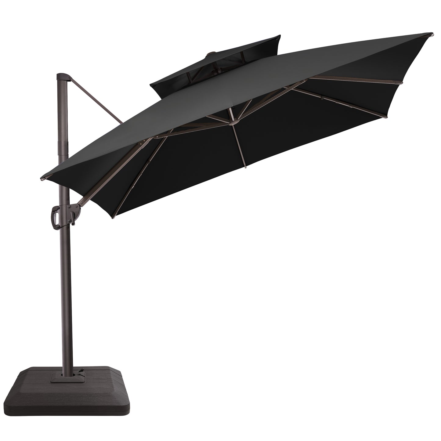 Crestlive Products 11x11ft Aluminum Double Top Crank Cantilever Patio Umbrella with Base Options