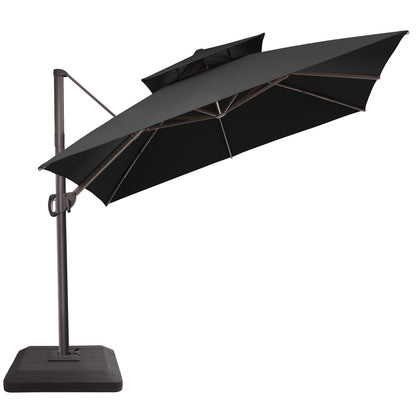 Crestlive Products 11x11ft Aluminum Double Top Crank Cantilever Patio Umbrella with Base Options