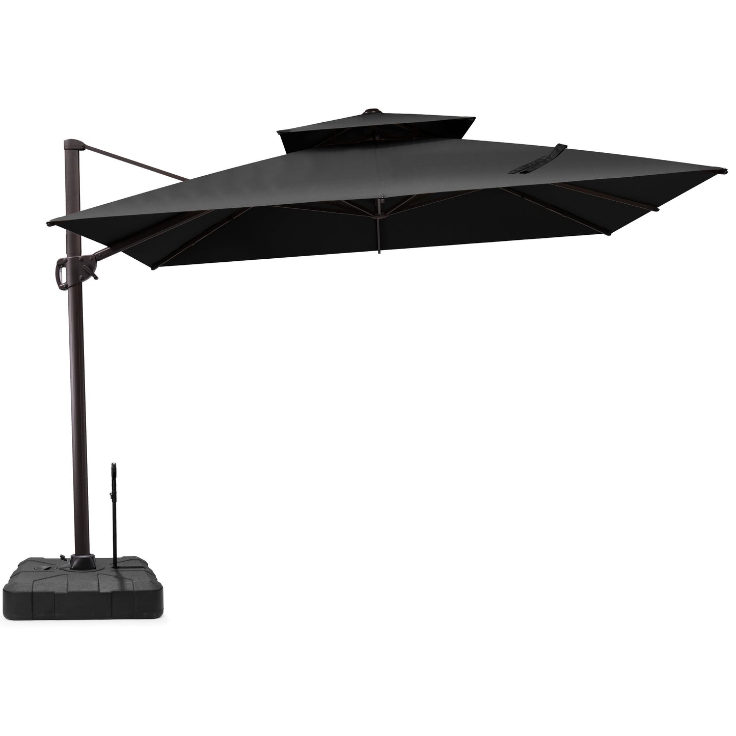 Crestlive Products 11x11ft Aluminum Double Top Crank Cantilever Patio Umbrella with Base Options