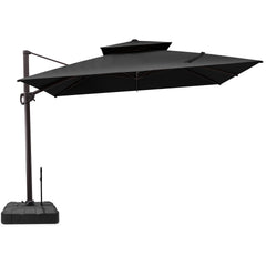 11x11 ft Square Aluminum Cantilever Patio Umbrella with Double Top (Base Options)