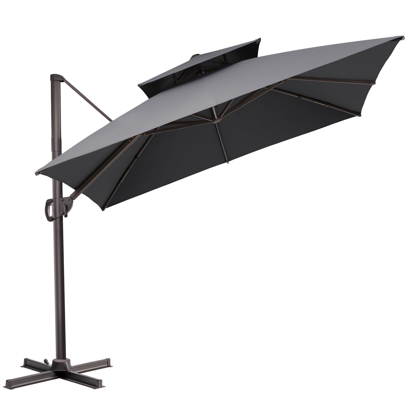 Crestlive Products 11x11ft Aluminum Double Top Crank Cantilever Patio Umbrella with Base Options