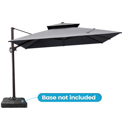 Crestlive Products 11x11ft Aluminum Double Top Crank Cantilever Patio Umbrella