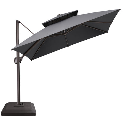 Crestlive Products 11x11ft Aluminum Double Top Crank Cantilever Patio Umbrella with Base Options