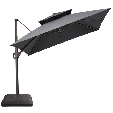 Crestlive Products 11x11ft Aluminum Double Top Crank Cantilever Patio Umbrella with Base Options