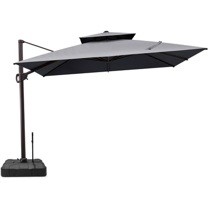 Crestlive Products 11x11ft Aluminum Double Top Crank Cantilever Patio Umbrella with Base Options