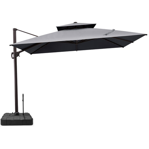 Crestlive Products 11x11ft Aluminum Double Top Crank Cantilever Patio Umbrella with Base Options