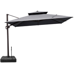 11x11 ft Square Aluminum Cantilever Patio Umbrella with Double Top (Base Options)