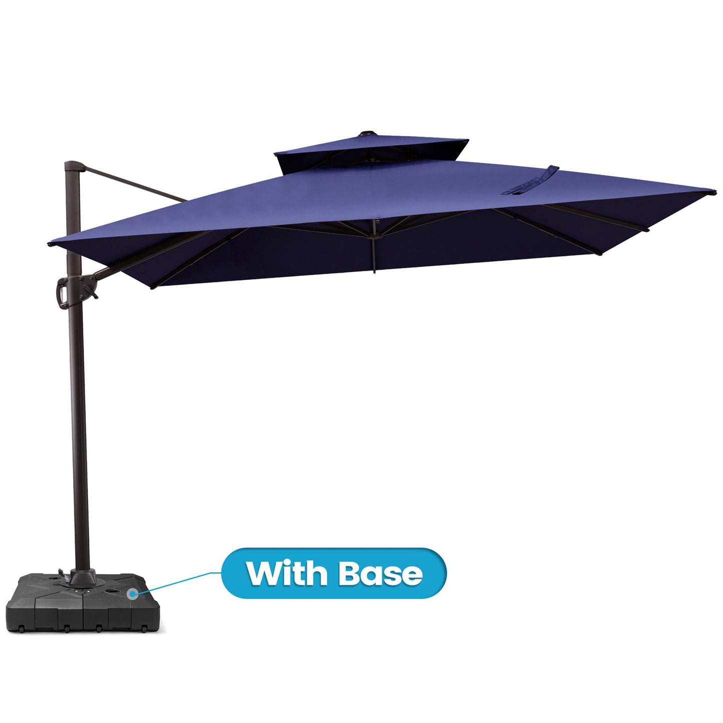 Crestlive Products 11x11ft Aluminum Crank Cantilever Patio Umbrella with Base