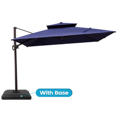 11x11 ft Square Aluminum Cantilever Patio Umbrella with Double Top (Base Options)