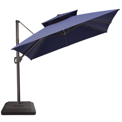 Crestlive Products 11x11ft Aluminum Double Top Crank Cantilever Patio Umbrella with Base Options