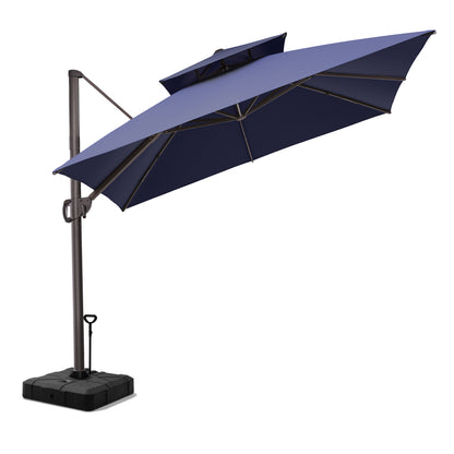 Crestlive Products 11x11ft Aluminum Double Top Crank Cantilever Patio Umbrella with Base Options