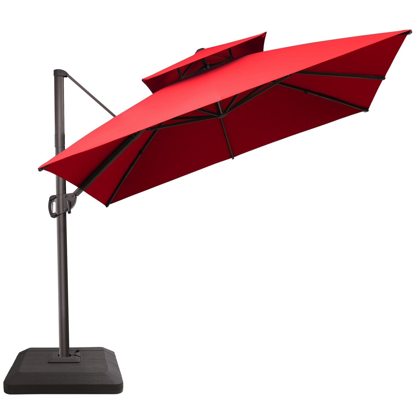 Crestlive Products 11x11ft Aluminum Double Top Crank Cantilever Patio Umbrella with Base Options