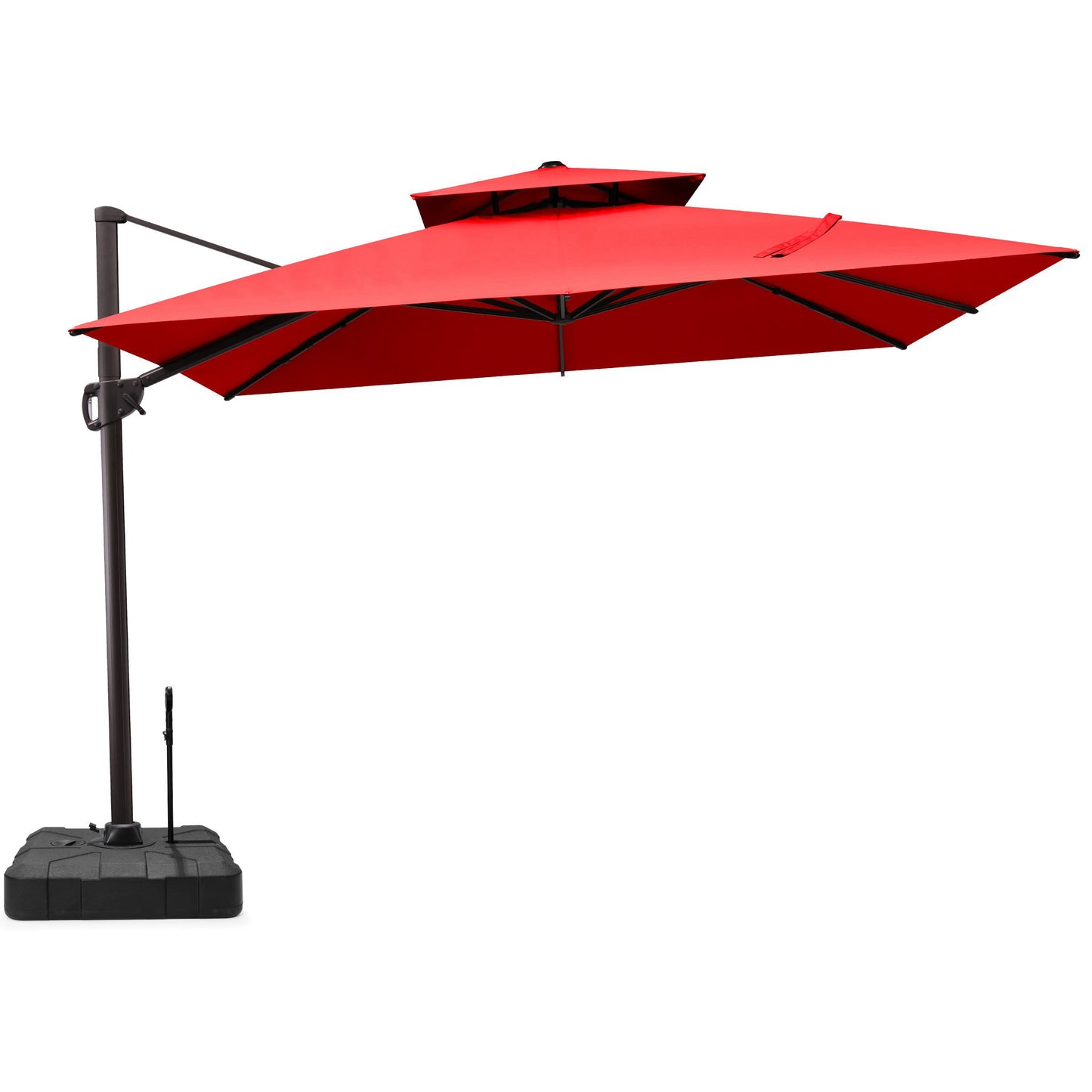 Crestlive Products 11x11ft Aluminum Double Top Crank Cantilever Patio Umbrella with Base Options
