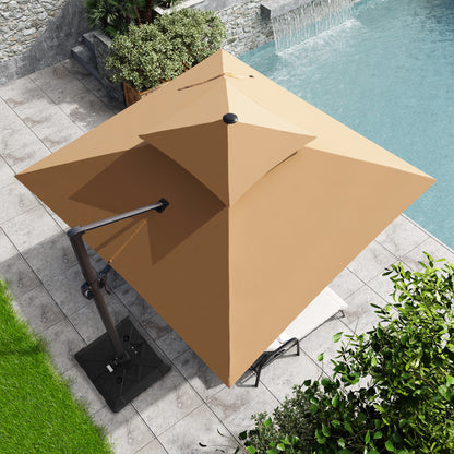 Crestlive Products 11x11ft Aluminum Double Top Crank Cantilever Patio Umbrella with Base Options