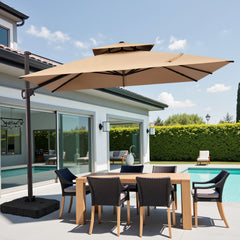 11x11 ft Square Aluminum Cantilever Patio Umbrella with Double Top (Base Options)