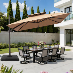 11x11 ft Square Aluminum Cantilever Patio Umbrella with Double Top (Base Options)