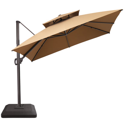 Crestlive Products 11x11ft Aluminum Double Top Crank Cantilever Patio Umbrella with Base Options