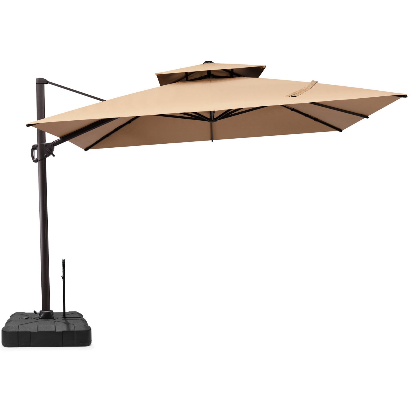 Crestlive Products 11x11ft Aluminum Double Top Crank Cantilever Patio Umbrella with Base Options