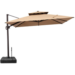 11x11 ft Square Aluminum Cantilever Patio Umbrella with Double Top (Base Options)