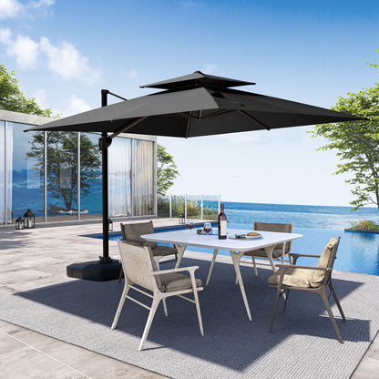 Crestlive Products 11x11ft Aluminum Double Top Crank Cantilever Patio Umbrella