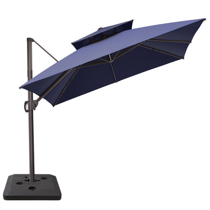 Crestlive Products 11x11ft Aluminum Double Top Crank Cantilever Patio Umbrella with Base