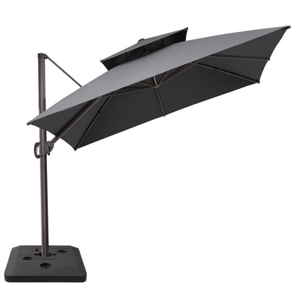 Crestlive Products 11x11ft Aluminum Double Top Crank Cantilever Patio Umbrella with Base