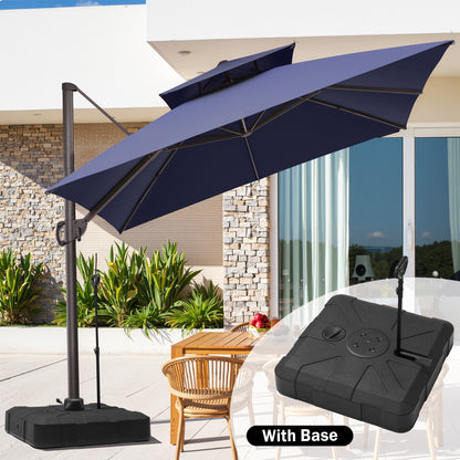 Crestlive Products 11x11ft Aluminum Double Top Crank Cantilever Patio Umbrella with Base