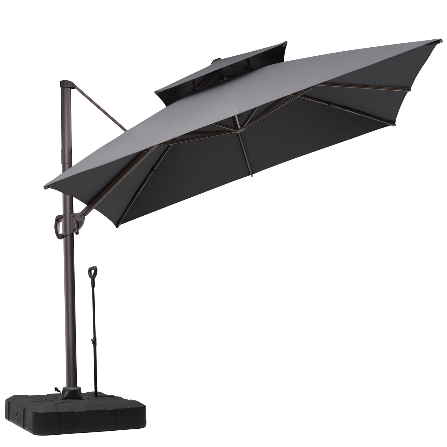 Crestlive Products 11x11ft Aluminum Double Top Crank Cantilever Patio Umbrella with Base