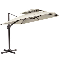11x9 ft Aluminum Cantilever Patio Umbrella with Double Top (Base Options)