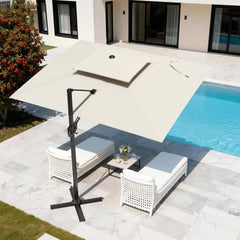 11x9 ft Aluminum Cantilever Patio Umbrella with Double Top (Base Options)