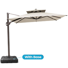 11x9 ft Aluminum Cantilever Patio Umbrella with Double Top (Base Options)