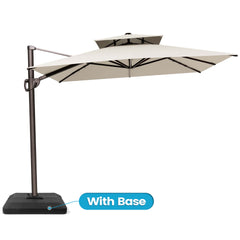 11x9 ft Aluminum Cantilever Patio Umbrella with Double Top (Base Options)