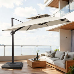 11x9 ft Aluminum Cantilever Patio Umbrella with Double Top (Base Options)