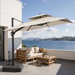 11x9 ft Aluminum Cantilever Patio Umbrella with Double Top (Base Options)