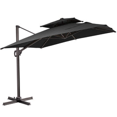 11x9 ft Aluminum Cantilever Patio Umbrella with Double Top (Base Options)