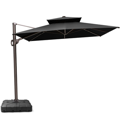 Crestlive Products 9x11ft Aluminum Dual Top Crank Cantilever Patio Umbrella with Base