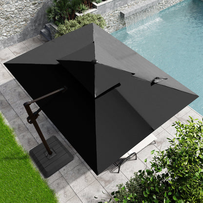 Crestlive Products 9x11ft Aluminum Double Top Crank Cantilever Patio Umbrella with Base
