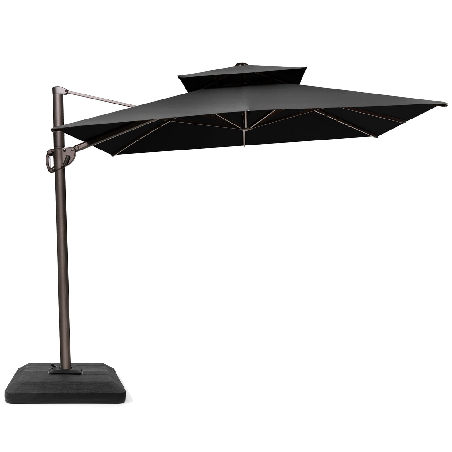 Crestlive Products 9x11ft Aluminum Double Top Crank Cantilever Patio Umbrella with Base