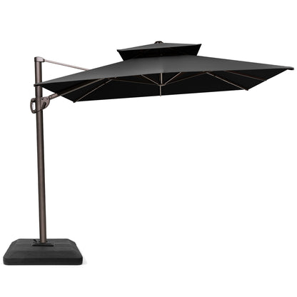 Crestlive Products 9x11ft Aluminum Double Top Crank Cantilever Patio Umbrella with Base