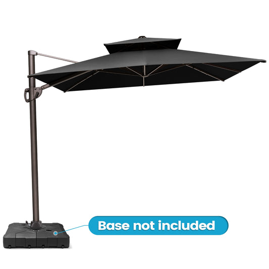 Outdoor Double Top Cantilever Umbrella 360 Rotation No Base