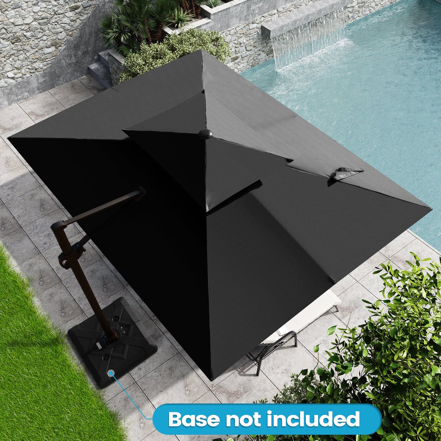 Crestlive Products 9x11ft Aluminum Double Top Crank Cantilever Patio Umbrella withnot Base