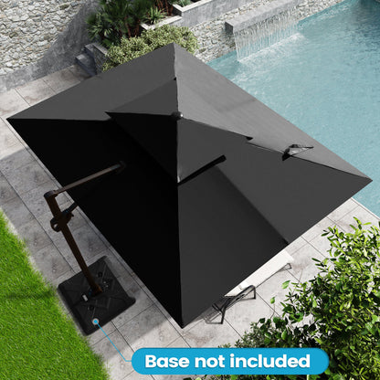 Crestlive Products 9x11ft Aluminum Double Top Crank Cantilever Patio Umbrella withnot Base