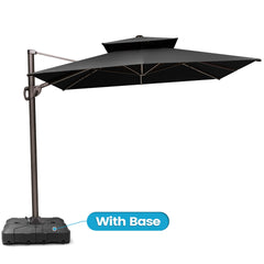 11x9 ft Aluminum Cantilever Patio Umbrella with Double Top (Base Options)